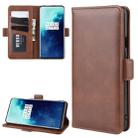 For One Plus 7T  Double Buckle Crazy Horse Business Mobile Phone Holster with Card Wallet Bracket Function(Brown) - 1