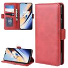 For OnePlus 7 Double Buckle Crazy Horse Business Mobile Phone Holster with Card Wallet Bracket Function(Red) - 1