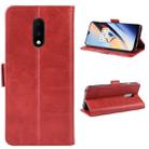 For OnePlus 7 Double Buckle Crazy Horse Business Mobile Phone Holster with Card Wallet Bracket Function(Red) - 8