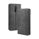 For Oppo Reno Ace Magnetic Buckle Retro Crazy Horse Texture Horizontal Flip Leather Case with Holder & Card Slots & Photo Frame(Black) - 1