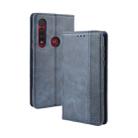 For  Motorola Moto G8 Plus Magnetic Buckle Retro Crazy Horse Texture Horizontal Flip Leather Case with Holder & Card Slots & Photo Frame(Blue) - 1