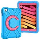 For iPad MINI1/2/3 EVA + PC Flat Protective Shell with 360 ° Rotating Bracket(Blue+Rose Red) - 1