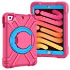 For iPad MINI1/2/3 EVA + PC Flat Protective Shell with 360 ° Rotating Bracket(Rose Red+Blue) - 1