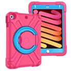 For iPad MINI 4/5 EVA + PC Flat Protective Shell with 360 ° Rotating Bracket(Rose Red+Blue) - 1