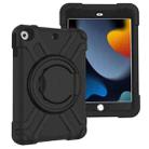 For iPad 10.2 EVA + PC Flat Protective Shell with 360 ° Rotating Bracket(Black+Black) - 1