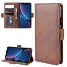 For iPhone XR Double Buckle Crazy Horse Business Mobile Phone Holster with Card Wallet Bracket Function(Brown) - 1