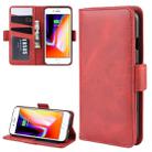 For iPhone SE 2022 / SE 2020 / 8 / 7 Double Buckle Crazy Horse Business Mobile Phone Holster with Card Wallet Bracket Function(Red) - 1