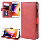 For iPhone 8 Plus / 7 Plus Double Buckle Crazy Horse Business Mobile Phone Holster with Card Wallet Bracket Function(Red) - 1