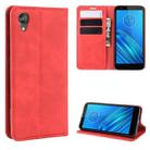 For Motorola Moto E6 Retro-skin Business Magnetic Suction Leather Case with Purse-Bracket-Chuck(Red) - 1