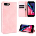 For iPhone 8 Plus / 7 Plus  Retro-skin Business Magnetic Suction Leather Case with Purse-Bracket-Chuck(Pink) - 1
