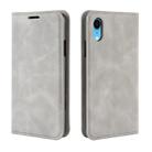 For iPhone XR Retro-skin Business Magnetic Suction Leather Case with Purse-Bracket-Chuck(Grey) - 4