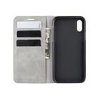 For iPhone XR Retro-skin Business Magnetic Suction Leather Case with Purse-Bracket-Chuck(Grey) - 9