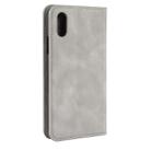 For iPhone XR Retro-skin Business Magnetic Suction Leather Case with Purse-Bracket-Chuck(Grey) - 12