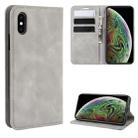 For iPhone XS Max  Retro-skin Business Magnetic Suction Leather Case with Purse-Bracket-Chuck(Grey) - 1