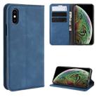 For iPhone XS Max  Retro-skin Business Magnetic Suction Leather Case with Purse-Bracket-Chuck(Dark Blue) - 1