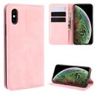 For iPhone XS Max  Retro-skin Business Magnetic Suction Leather Case with Purse-Bracket-Chuck(Pink) - 1