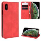For iPhone XS Max  Retro-skin Business Magnetic Suction Leather Case with Purse-Bracket-Chuck(Red) - 1