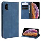 For iPhone XS Retro-skin Business Magnetic Suction Leather Case with Purse-Bracket-Chuck(Dark Blue) - 1