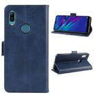 For Huawei Y6 2019 Double Buckle Crazy Horse Business Mobile Phone Holster with Card Wallet Bracket Function(Blue) - 8