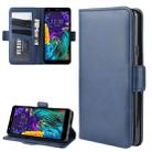 For LG K30 2019 Double Buckle Crazy Horse Business Mobile Phone Holster with Card Wallet Bracket Function(Blue) - 1