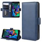 For LG K20 2019 Double Buckle Crazy Horse Business Mobile Phone Holster with Card Wallet Bracket Function(Blue) - 1