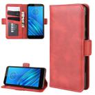 For MOTO E6 Double Buckle Crazy Horse Business Mobile Phone Holster with Card Wallet Bracket Function(Red) - 1