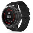 For Garmin Fenix 5 22mm Three-ring Nylon Watch Band(Black) - 1