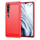 For Xiaomi Mi CC9 Pro / Note10 Brushed Texture Carbon Fiber TPU Case(Red) - 1