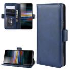 For Sony Xperia L3 Double Buckle Crazy Horse Business Mobile Phone Holster with Card Wallet Bracket Function(Blue) - 1