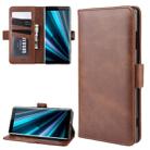 For Sony Xperia XZ3 Double Buckle Crazy Horse Business Mobile Phone Holster with Card Wallet Bracket Function(Brown) - 1