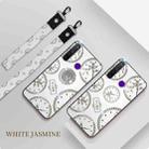 For OPPO Realme Q Fashion Clock Pattern Rhinestone Mobile Phone Shell with Bracket / Hand Rope / Lanyard(White) - 1