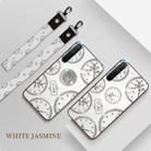 For OPPO K5 Fashion Clock Pattern Rhinestone Mobile Phone Shell with Bracket / Hand Rope / Lanyard(White) - 1