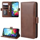 For LG K40S Double Buckle Crazy Horse Business Mobile Phone Holster with Card Wallet Bracket Function(Brown) - 1