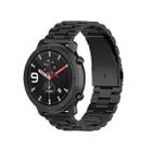 Applicable To Ticwatch Generation / Moto360 Second Generation 460 / Samsung GearS3 / Huawei GT 22mm Butterfly Buckle 3-Beads Stainless Steel Metal Watch Band(black) - 1