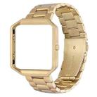 For Fitbit Blaze Metal Frame Butterfly Buckle Three Beads Stainless Steel Metal Watch Band(gold) - 1