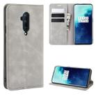 For OnePlus 7T Pro Retro-skin Business Magnetic Suction Leather Case with Purse-Bracket-Chuck(Grey) - 1