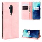 For OnePlus 7T Pro Retro-skin Business Magnetic Suction Leather Case with Purse-Bracket-Chuck(Pink) - 1