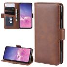 For Galaxy S10e Double Buckle Crazy Horse Business Mobile Phone Holster with Card Wallet Bracket Function(Brown) - 1