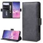 For Galaxy S10 Double Buckle Crazy Horse Business Mobile Phone Holster with Card Wallet Bracket Function(Black) - 1