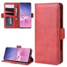 For Galaxy S10 Double Buckle Crazy Horse Business Mobile Phone Holster with Card Wallet Bracket Function(Red) - 1