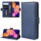 For Galaxy A10e Double Buckle Crazy Horse Business Mobile Phone Holster with Card Wallet Bracket Function(Blue) - 1