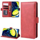 For Galaxy A80/A90 Double Buckle Crazy Horse Business Mobile Phone Holster with Card Wallet Bracket Function(Red) - 1