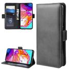 For Galaxy A70 Double Buckle Crazy Horse Business Mobile Phone Holster with Card Wallet Bracket Function(Black) - 1