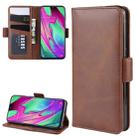 For Galaxy A40 Double Buckle Crazy Horse Business Horizontal Flip Leather Case with Card  Slot & Wallet & Holder(Brown) - 1