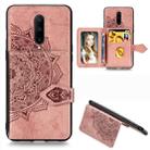 For OnePlus 7 Pro Mandala Embossed Magnetic Cloth PU + TPU + PC Case with Holder & Card Slots & Wallet & Photo Frame & Strap(Rose Gold) - 1