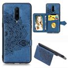 For OnePlus 7 Pro Mandala Embossed Magnetic Cloth PU + TPU + PC Case with Holder & Card Slots & Wallet & Photo Frame & Strap(Blue) - 1