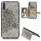 For Xiaomi Mi CC9e Mandala Embossed Magnetic Cloth PU + TPU + PC Case with Holder & Card Slots & Wallet & Photo Frame & Strap(Gray) - 1