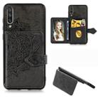 For Xiaomi Mi 9 Mandala Embossed Magnetic Cloth PU + TPU + PC Case with Holder & Card Slots & Wallet & Photo Frame & Strap(Black) - 1