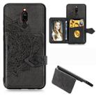 For Xiaomi Redmi 8 Mandala Embossed Magnetic Cloth PU + TPU + PC Case with Holder & Card Slots & Wallet & Photo Frame & Strap(Black) - 1