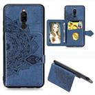 For Xiaomi Redmi 8 Mandala Embossed Magnetic Cloth PU + TPU + PC Case with Holder & Card Slots & Wallet & Photo Frame & Strap(Blue) - 1